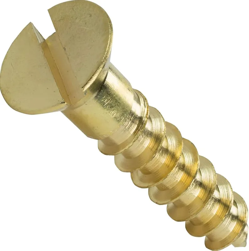 Affordable 4 X 3/4" Wood Screws Slotted Drive Flat Head Brass (200 / Pkg.)