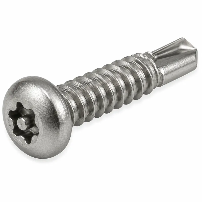 Time-Limited 10-16 X 1-1/2" Tamper Resistant Self-Drilling Screws Pan Head Pin-In Six Lobe Drive 410 Stainless Steel (100 / Pkg.)