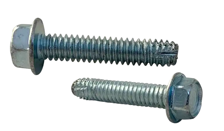 Reduced Price 10-24 X 5/8" Type F Thread Cutting Screws Indented Hex Washer Head Unslotted Drive Steel Zinc & Bake (7000 / Pkg.)
