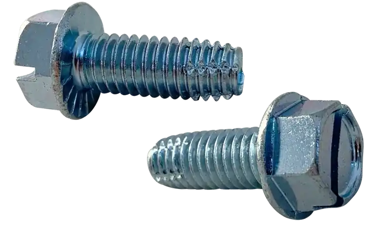 Budget 6-32 X 1/4" Type F Thread Cutting Screws Serrated Indented Hex Washer Head Slotted Drive Steel Zinc & Bake (10000 / Pkg.)