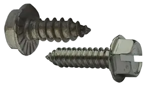 10 X 3/4" Type AB Self Tapping Sheet Metal Screws Serrated Indented Hex Washer Head Slotted Drive 18/8 Stainless Steel (3000/Pkg.) Markdown