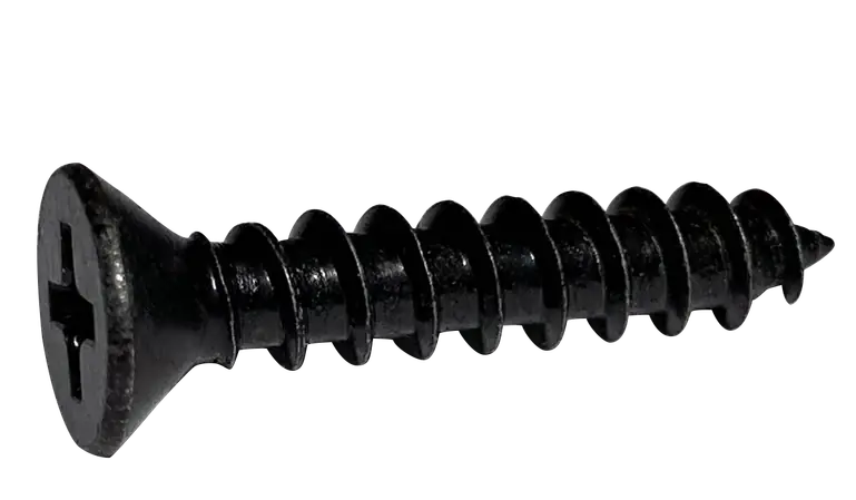 Buy Today 6 X 1-1/4" Type AB Self Tapping Sheet Metal Screws Flat Head Phillips Drive Steel Black Zinc & Bake (8000/Pkg.)
