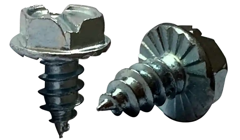 8 X 1" Type AB Self Tapping Sheet Metal Screws Serrated Indented Hex Washer Head Slotted Drive Steel Zinc & Bake (5000/Pkg.) Bargain