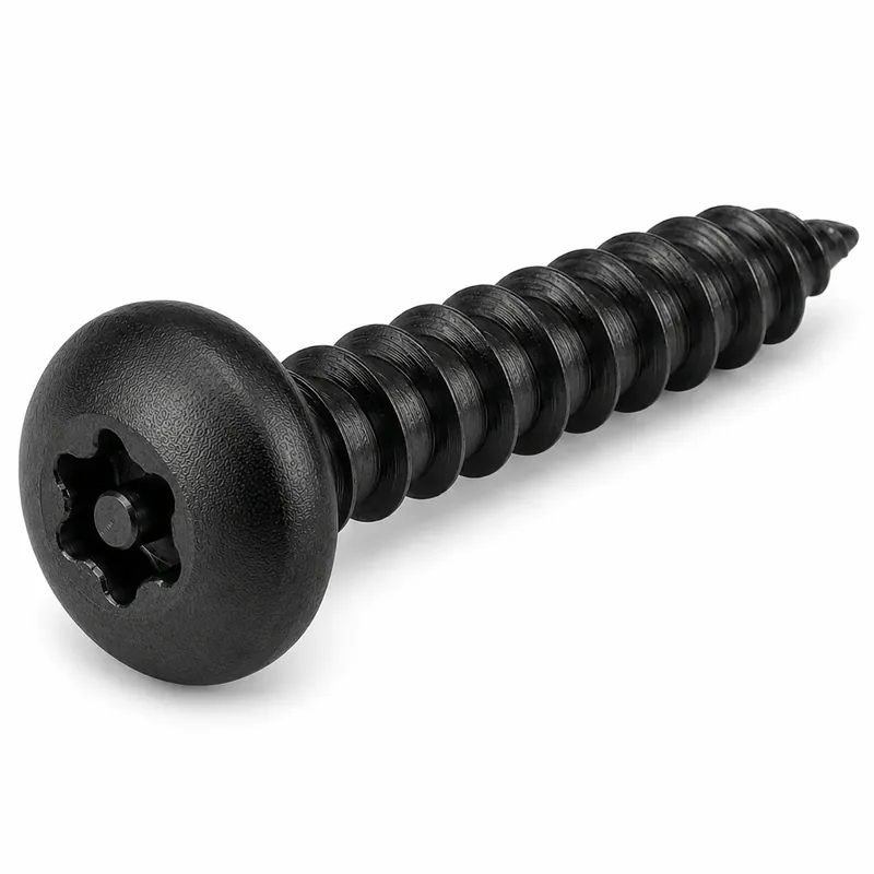 4 X 3/8" Tamper Resistant Sheet Metal Screws Button Head Pin-In Six Lobe Drive Steel Black Oxide (100 / Pkg.) Direct From Factory