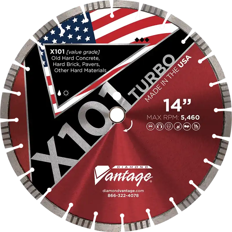 Price Cut Diamond Vantage 1212ELZX1-1 12" x 0.125" Diamond Blade for Hard Material X101 TURBO - HARD Materials