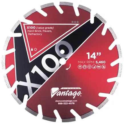 Diamond Vantage 1412BX1-1E 14" x 0.125" Diamond Blade for Hard Material X100 - REFRACTORY Today Only