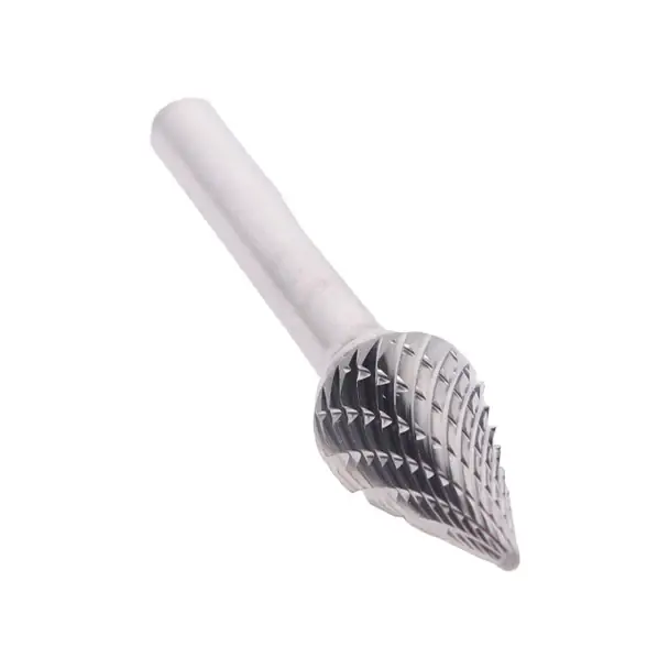 Best Choice 3/8" X 5/8" Cone Pointed End Double Cut Carbide Bur Solid Carbide 1/4" Round Shank DULSM4