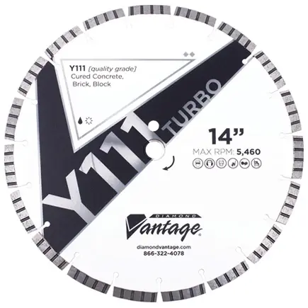 Diamond Vantage 1212BEDZUY2-2KV 12" x 0.125" Diamond Blade for Concrete/Masonry Y111 TURBO Best Seller