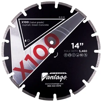 Markdown Diamond Vantage 1612EX1-4 16" x 0.125" Diamond Blade for Asphalt/Green Concrete X100 - ASPHALT