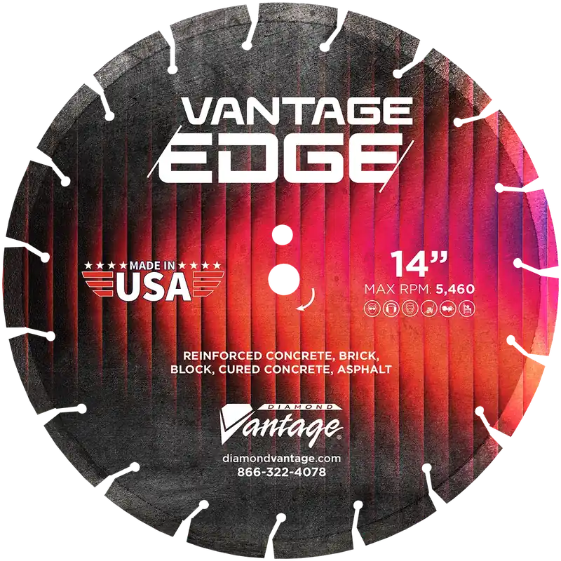 Diamond Vantage 1212EDV-EDGE 12" x 0.125" Diamond Blade for Asphalt/Reinforced Concrete/Brick/Block/Cured Concrete VANTAGE EDGE - ALL PURPOSE 12mm Segments Best Choice