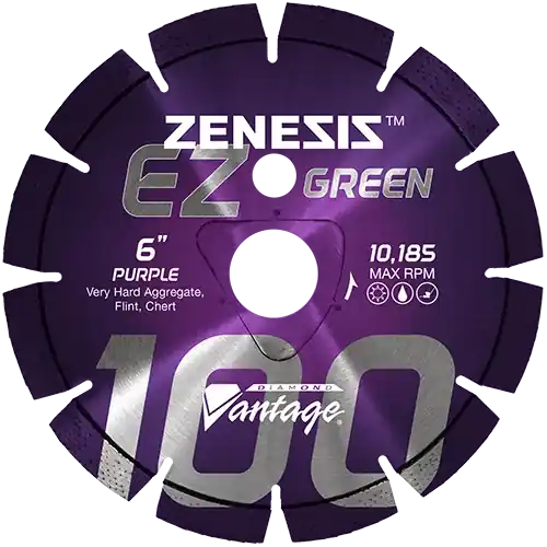 Diamond Vantage 0822EZ100Z 8" x 0.225" Early Entry Saw Diamond Blade for Very Hard Aggregate/Early Entry Green Concrete/Flint/Chert Z100 PURPLE Super Sale