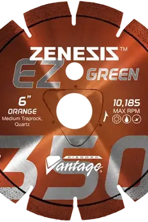 While Supplies Last Diamond Vantage 0609EZ350Z 6" x 0.095" Early Entry Saw Diamond Blade for Medium Aggregate/Early Entry Green Concrete/Medium Traprock/Quartz Z350 ORANGE