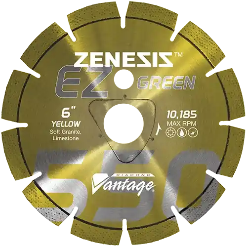 Diamond Vantage 6509EZ550Z 6 1/2" x 0.095" Early Entry Saw Diamond Blade for Soft Aggregate/Early Entry Green Concrete/Granite/Limestone Z550 YELLOW Professional Grade