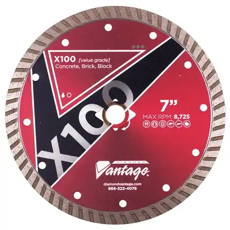Diamond Vantage 0709UDZBX1-1 7" x 0.090" Diamond Blade for Granite/Marble/Hard Brick/Hard Pavers X100 Trusted Brand