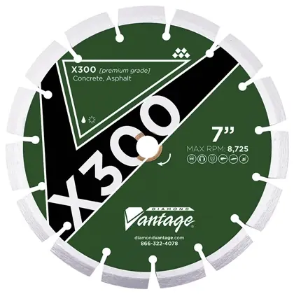 Diamond Vantage 4505CCV 4.5" x 0.375" x 5/8-11 Diamond Blade for Concrete/Asphalt X300 Direct From Factory