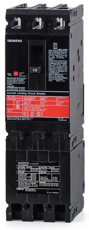 Cheap Siemens CED63B015L - 15A 3 Pole Molded Case Circuit Breaker