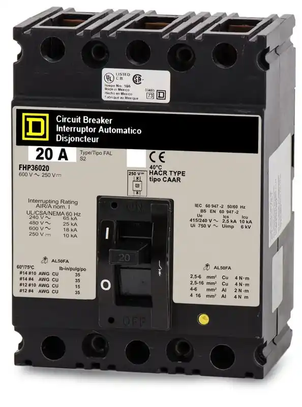 Order Now Schneider Electric FHP36020 - 20A 3 Pole Molded Case Circuit Breaker