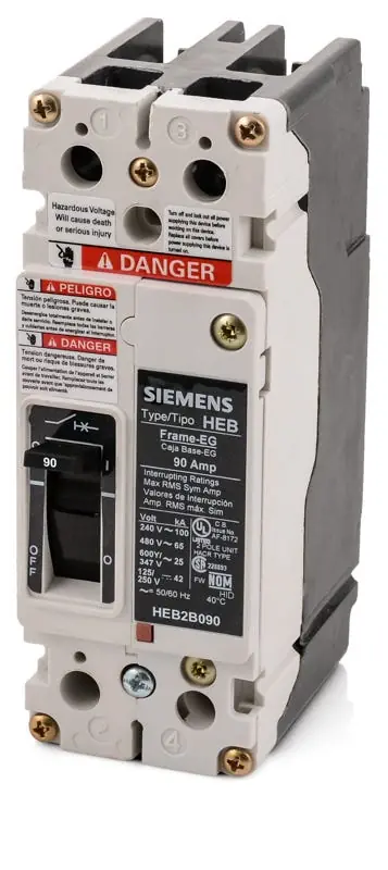 Siemens HEB2B090B - 90A 2 Pole Molded Case Circuit Breaker Professional Grade
