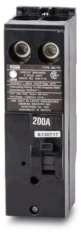 Siemens MPD2200R - 200A 2 Pole Molded Case Circuit Breaker Budget