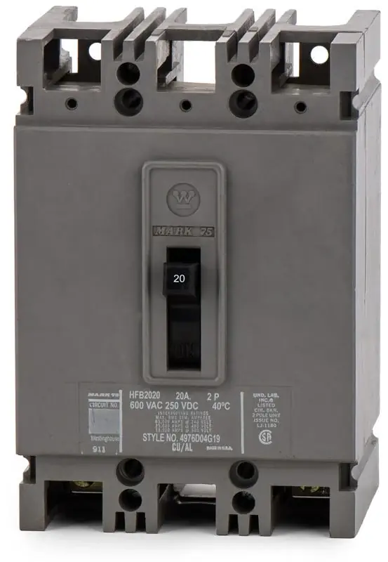 Eaton / Westinghouse HFB2020 - 20A 2 Pole Molded Case Circuit Breaker Seasonal Sale