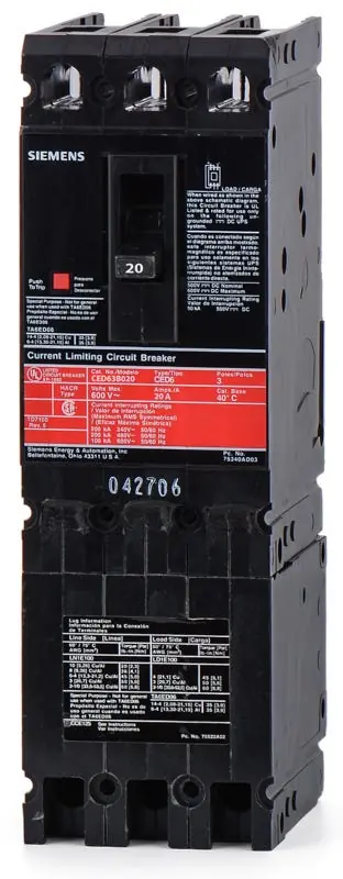 Clearance Siemens CED63B020 - 20A 3 Pole Molded Case Circuit Breaker