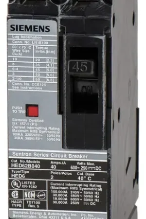 Affordable Siemens HHED62B045L - 45A 2 Pole Molded Case Circuit Breaker