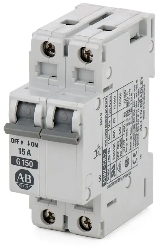 Allen Bradley 1492-CB2G150 - 15A 2 Pole Supplementary Protector Certified