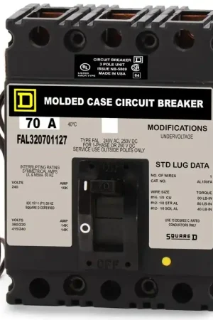 Square D FAL32070-1127 - 70A 3 Pole Molded Case Circuit Breaker Direct From Factory
