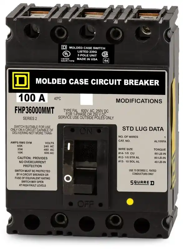 Save Now Square D FHP36000MMT - 100A 3 Pole Automatic Molded Case Switch