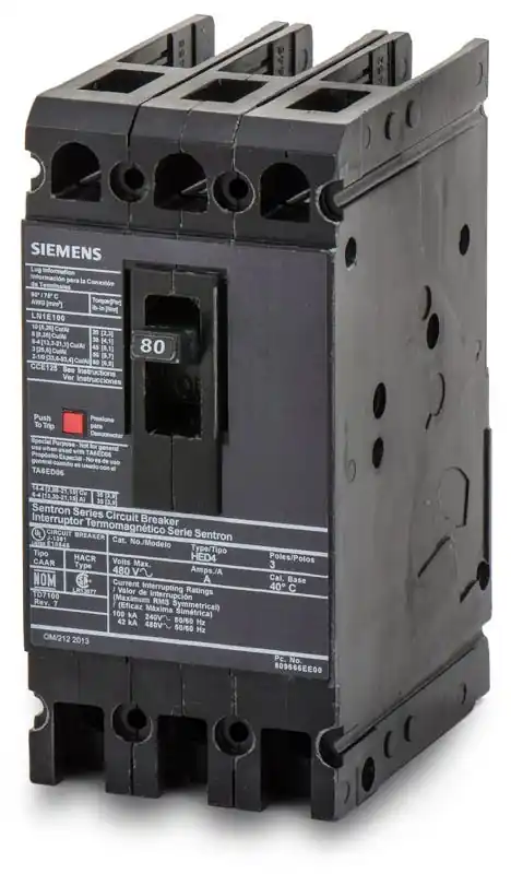 Siemens HED43B080L - 80A 3 Pole Molded Case Circuit Breaker Luxury