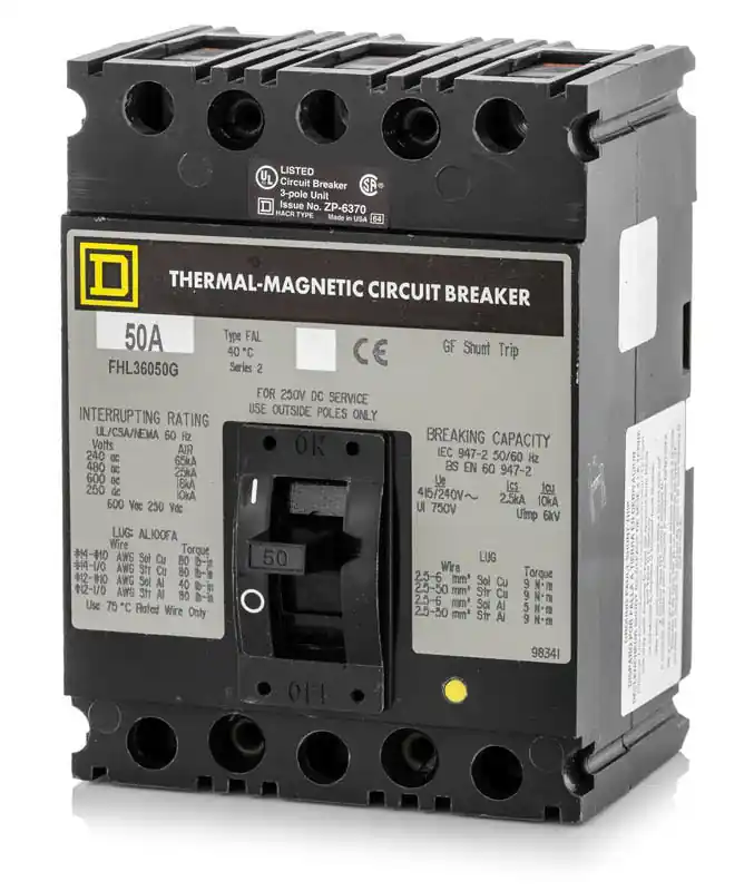 Square D FHL36050G - 50A 3 Pole Molded Case Circuit Breaker Hot Picks