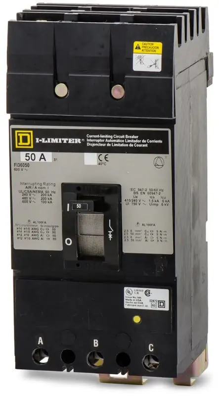 Square D FI36050 - 50A 3 Pole Molded Case Circuit Breaker Same Day Shipping