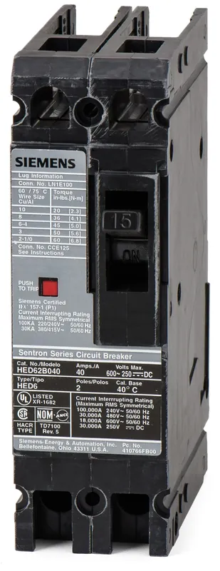 Today Only Siemens HHED62B015 - 15A 2 Pole Molded Case Circuit Breaker