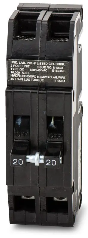 Zinsco QC20 - 20A 2 Pole Molded Case Circuit Breaker Next Day Delivery