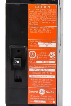 Trending ABB / General Electric TMQD22070 - 70A 2 Pole Molded Case Circuit Breaker