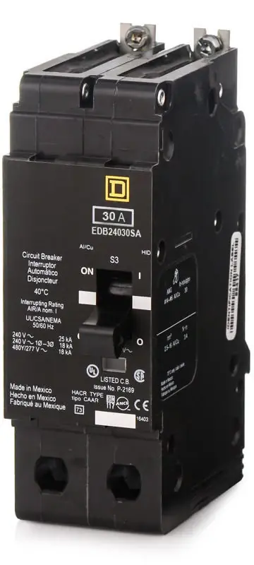 Authentic Square D EDB24030SA - 30A 2 Pole Molded Case Circuit Breaker