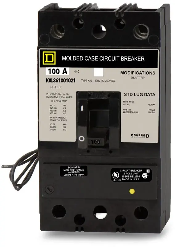 Square D KAL36100-1021 - 100A 3 Pole Molded Case Circuit Breaker Authentic