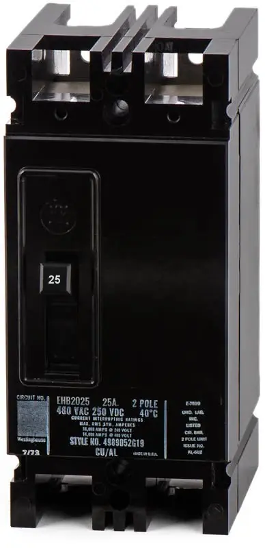Eaton / Cutler-Hammer EHB2025 - 25A 2 Pole Molded Case Circuit Breaker Direct From Factory
