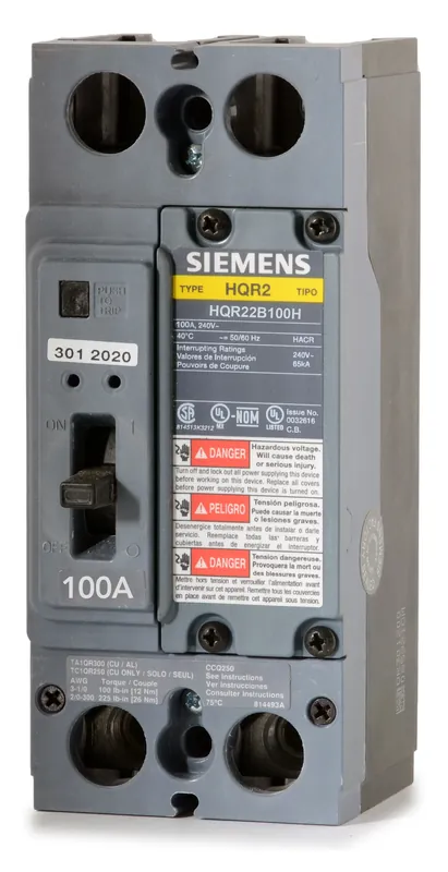 Holiday Sale Siemens HQR22B100H - 100A 2 Pole Molded Case Circuit Breaker