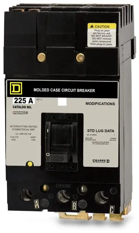 Professional Grade Square D Q232225H - 225A 3 Pole Molded Case Circuit Breaker