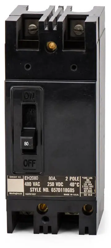 Eaton / Cutler-Hammer EH2080 - 80A 2 Pole Molded Case Circuit Breaker Certified