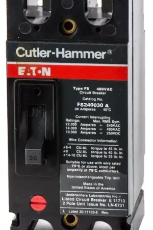 Eaton/Cutler-Hammer FS240030A 2 Pole Circuit Breaker Exclusive Offer