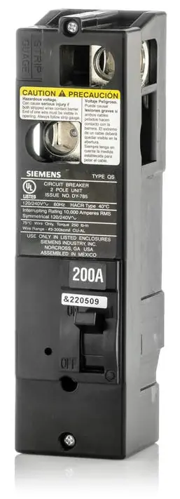 Brand New Siemens QS2200H - 200A 2 Pole Miniature Circuit Breaker