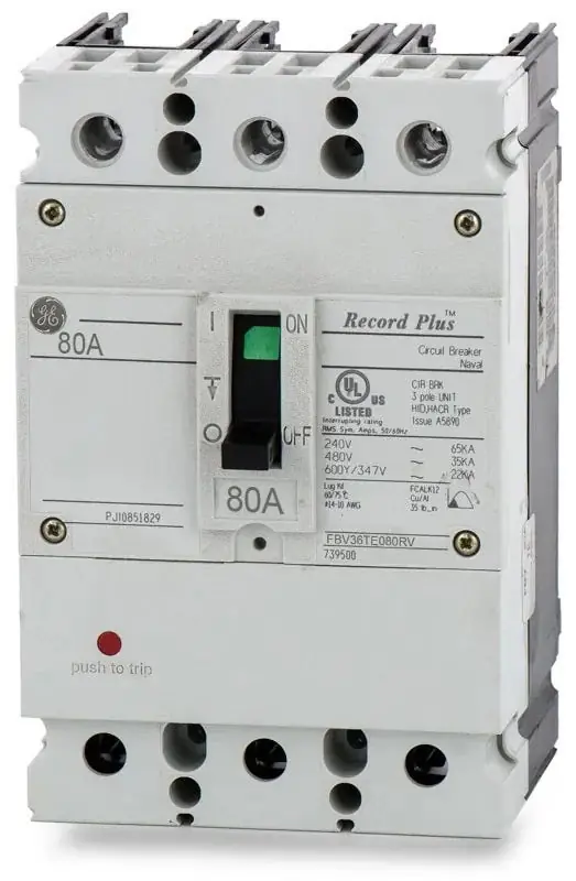 Hassle-Free Returns ABB / General Electric FBV36TE080RV - 80A 3 Pole Molded Case Circuit Breaker