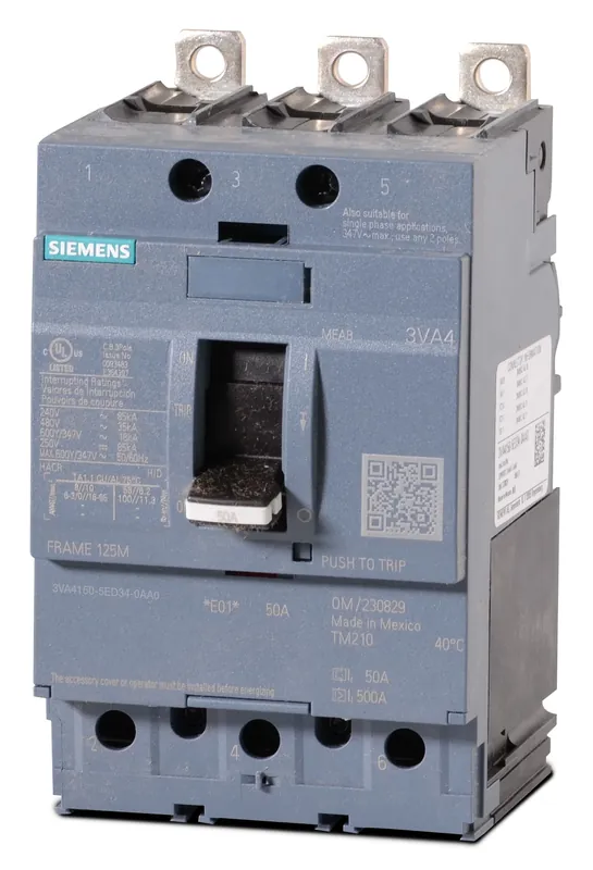 Special Offer Siemens 3VA4150-5ED34-0AA0 - 50A 3 Pole Molded Case Circuit Breaker