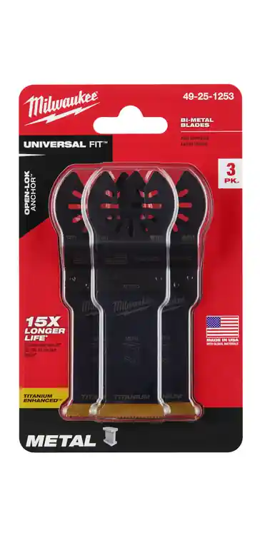 Milwaukee Tool 49-25-1253 1-1/8 Bi-Metal Thin Metal Universal Fit Oscillating Multi-Tool Blade (3 PK) Fast Shipping