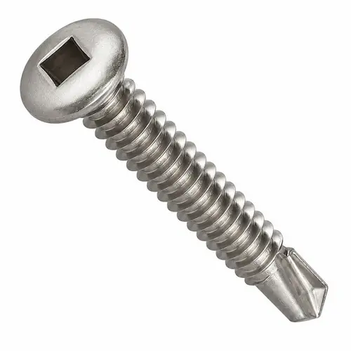 Exclusive Offer 10-16 x 1" Self-Drilling Screws, Square Drive Pan Head, 3 Point BSD, 410 Stainless Steel, Full Thread, Hardened, Qty 500