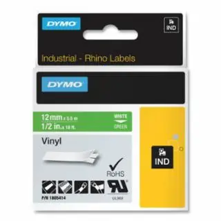 Same Day Shipping DYMO RHINO RHINO 1/2" GREEN VINYL (WHITE PRINT)
