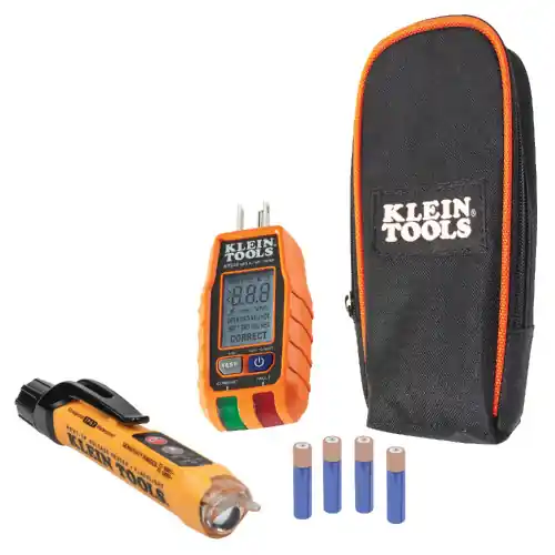 Klein Tools RT250KIT Premium Dual-Range NCVT and GFCI Receptacle Tester Electrical Test Kit Special Discount