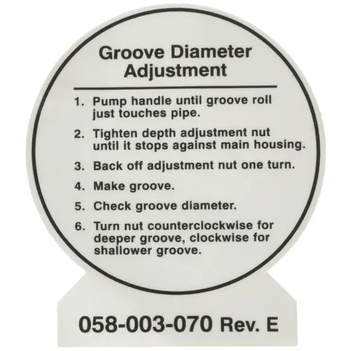 Ridgid 49262 Lbl- Depth Adjustment Save Now